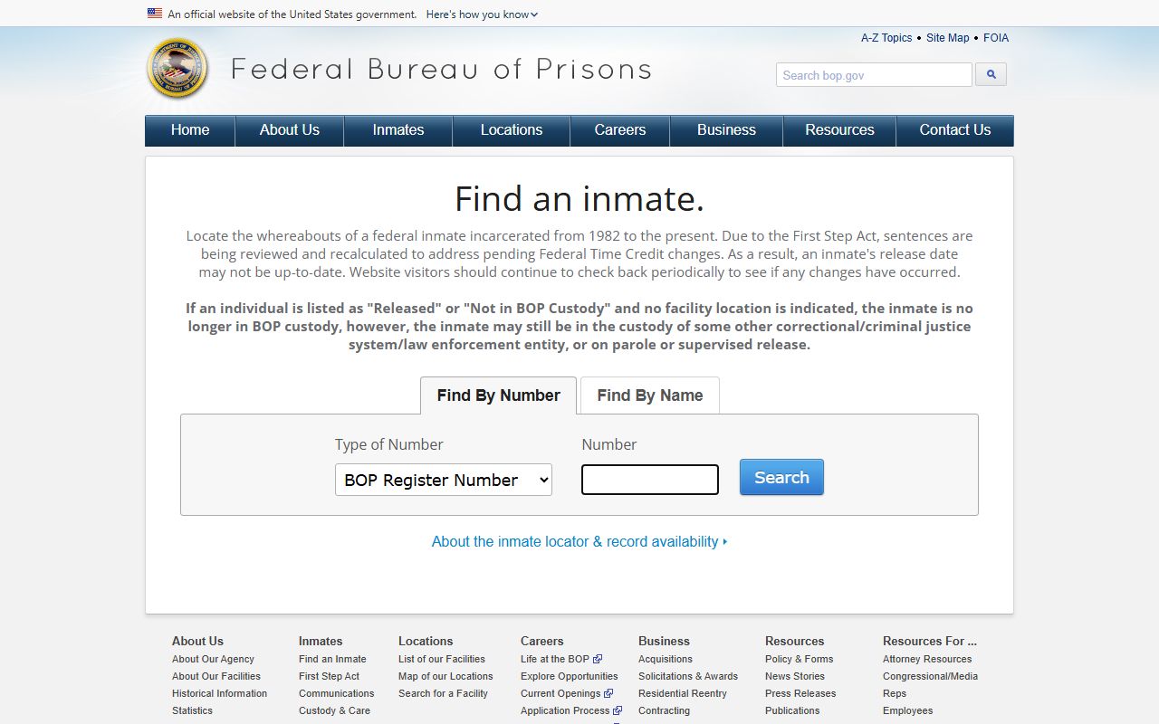 Onondaga County inmate search Federal Bureau of Prisons BOP locator