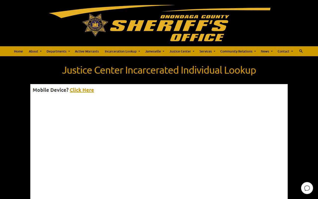 Onondaga County inmate search Justice Center jail roster lookup